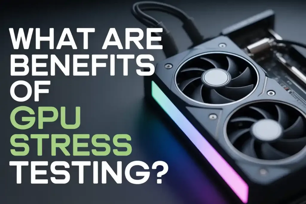 What are the benefits of GPU stress testing – graphics card with dual fans on desk.
